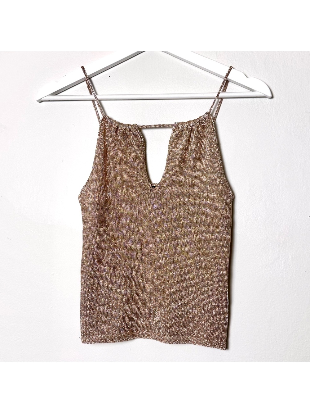 Luxe copper metallic knit tank shimmery premium Top Shop size XS (34)